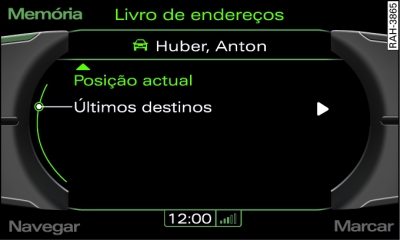 Tomar o destino da navegação a partir dos últimos destinos 